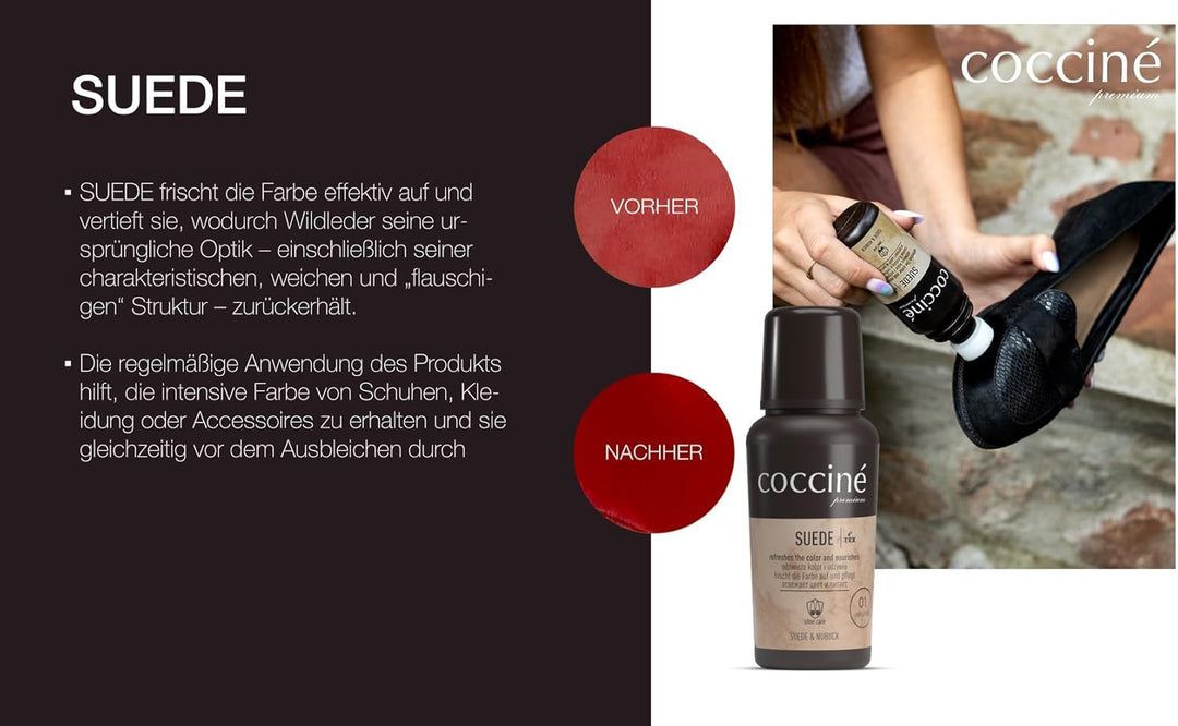 Cocciné - Schuh Pflege Set, Wildleder und Nubuk Pflegeset, Schuhpflege, Schuhreinigung, Farbauffrisc