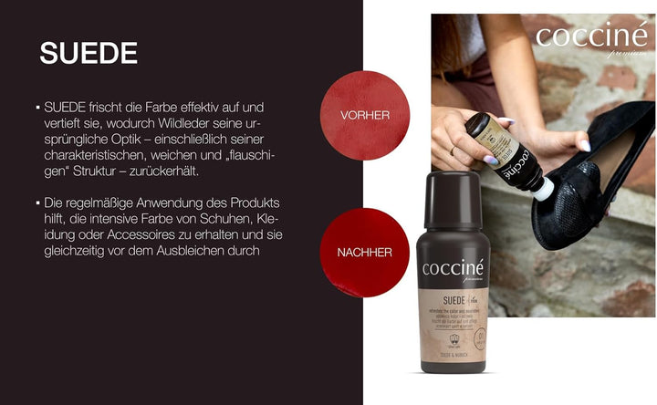 Cocciné - Schuh Pflege Set, Wildleder und Nubuk Pflegeset, Schuhpflege, Schuhreinigung, Farbauffrisc