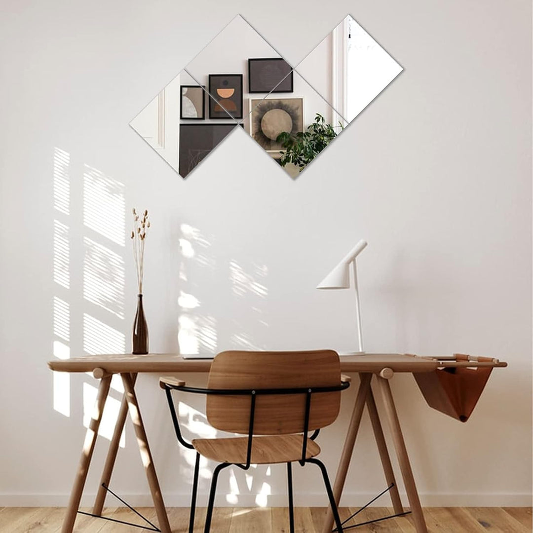 Muzilife Glas Spiegelfliesen 4 Stücke 30x30cm DIY Wandspiegel mit 4 Klebe Mat HD Spiegel Set in Küch