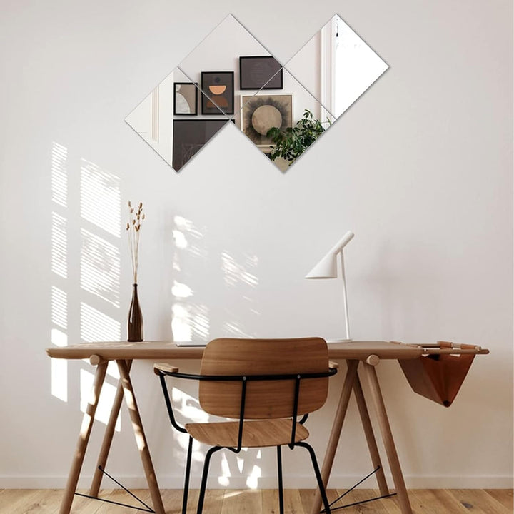 Muzilife Glas Spiegelfliesen 4 Stücke 30x30cm DIY Wandspiegel mit 4 Klebe Mat HD Spiegel Set in Küch