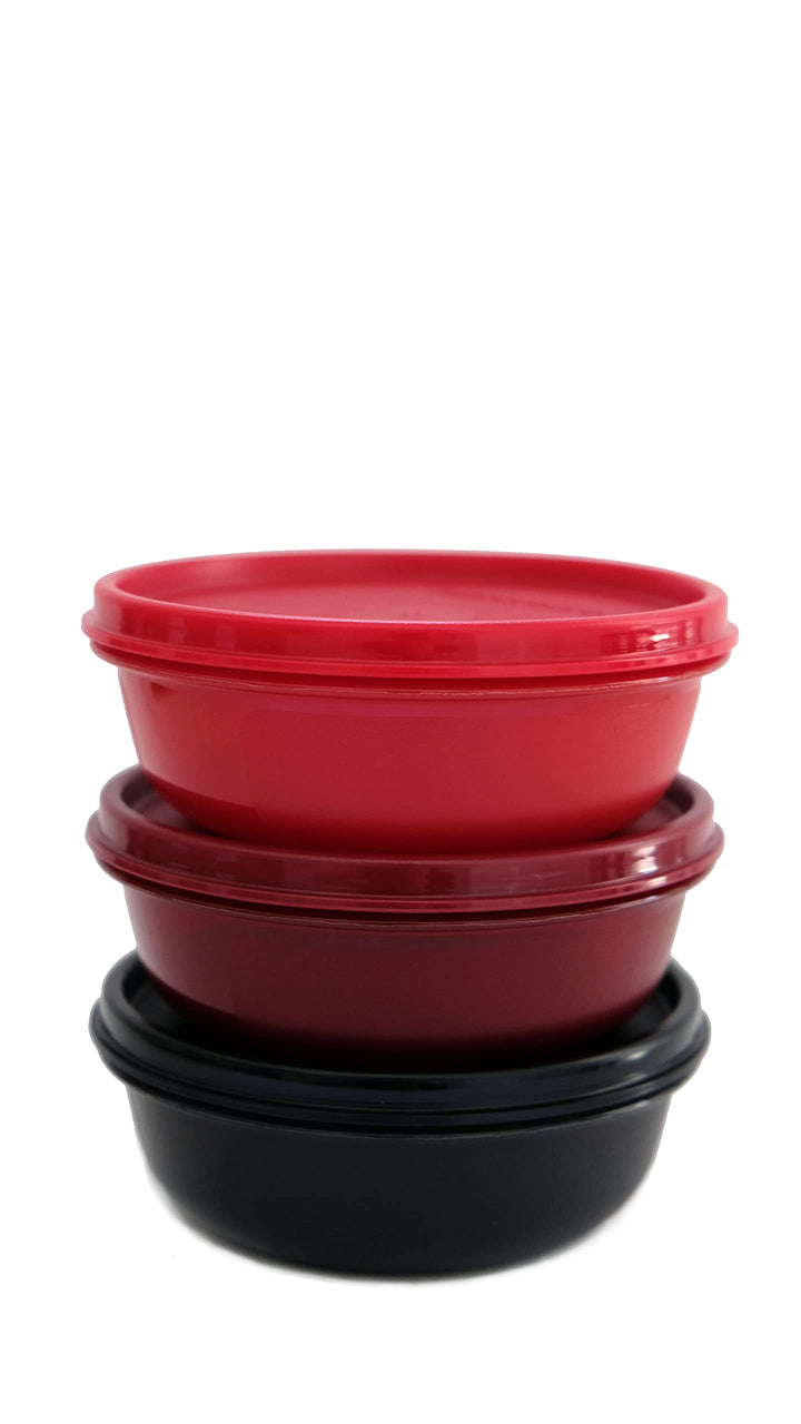Tupperware Set (3) Kühlschrank Hit-Parade 300 ml schwarz rot dunkelrot kleine Hitparade Mini Panoram