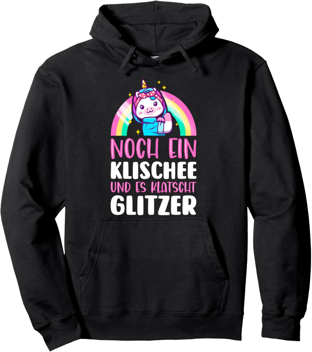 Frauenpower, lustiger Einhorn Glitzer Spruch Damen Pullover Hoodie