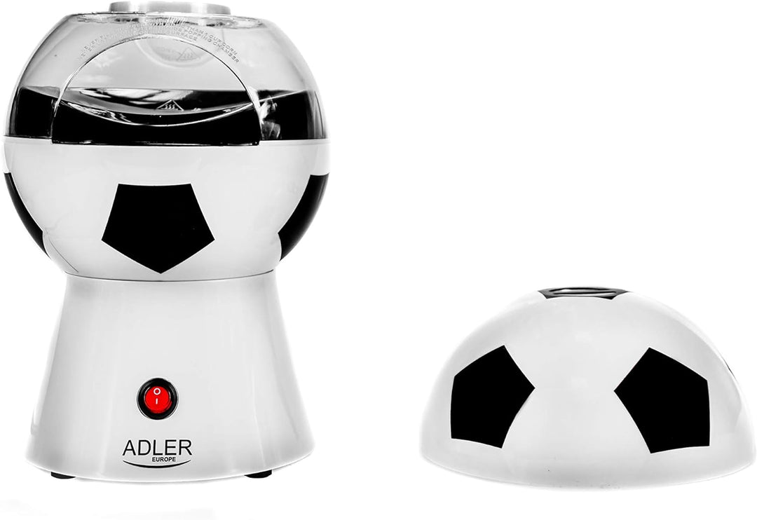 ADLER AD4479 AD 4479 Popcornmaschine aus Mais, Heissluft ohne Öl, Fussballform, elektrisch, 1200 W,