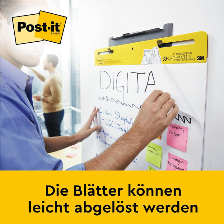 Post-it Super Sticky Meeting Chart, Weiss, unliniert, 2 Blöcke, 635 mm x 762 mm + 4 Blöcke Meeting N
