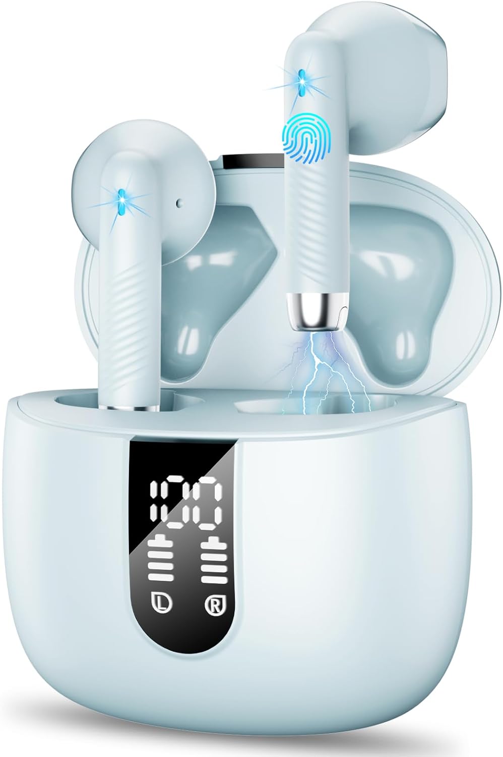 Bluetooth 5.3 Kopfhörer, In Ear Kopfhörer Kabellos mit 4 Mic, 48H Tiefer Bass Spielzeit Wireless Ear