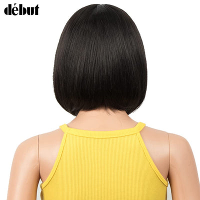 DÉBUT Echthaar Perücke mit Pony kurz Perücke Bob Pixie 10A brasilianisches Virgin Remy Hair 20cm 103