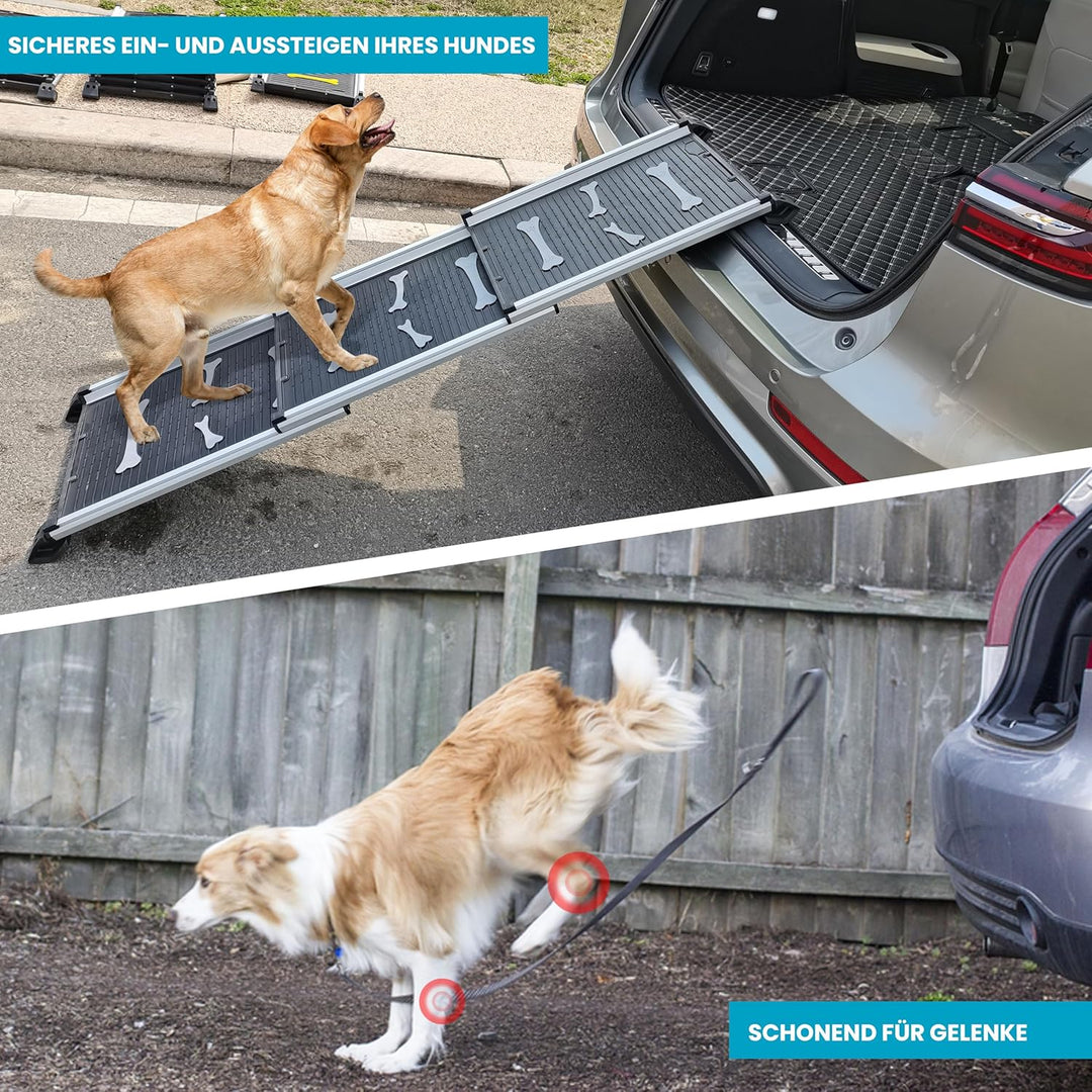 Teleskop-Hunderampe Auto-Hunderampe Hundeautorampe Auto-Kofferraumrampe für Haustiere, Autos, LKWs u