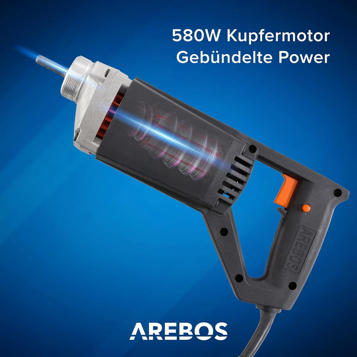 Arebos Betonrüttler | 580 W | Innenrüttler | Handrüttler | Rüttelflasche | Flaschenrüttler | 1,5 m K
