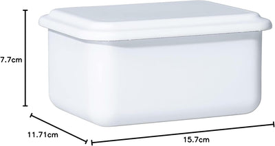 Riess, 0412-033, Vorratsbehälter mit Deckel, 15x11x7cm, Emaille, Design SERVE + STORE, WEISS, Gewich