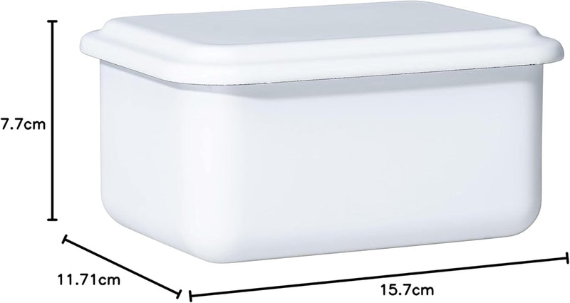 Riess, 0412-033, Vorratsbehälter mit Deckel, 15x11x7cm, Emaille, Design SERVE + STORE, WEISS, Gewich