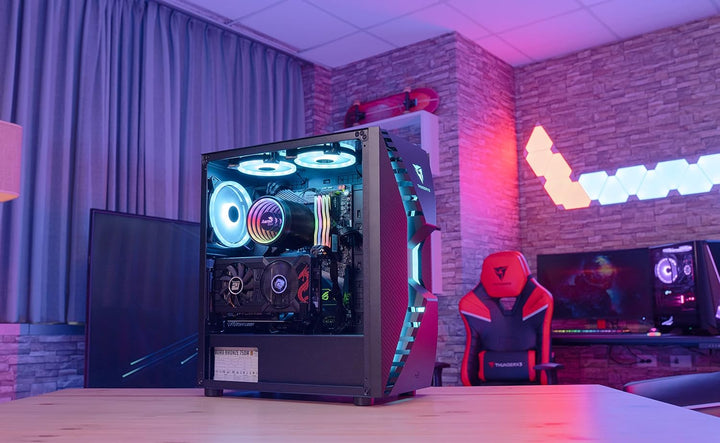 Aerocool Cronus Mid Tower Case – PC Gaming Case with 1 x 1400mm ARGB Rear Fan, RGB LED Front & Full