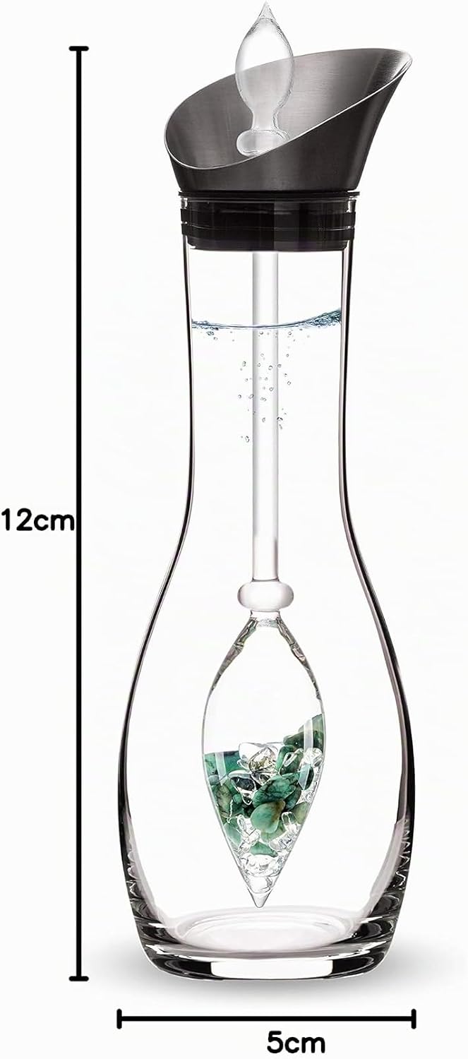 VitaJuwel Vitality Edelsteinwasserset für Zuhause (Karaffe Era & Phiole) mit Smaragd & Bergkristall