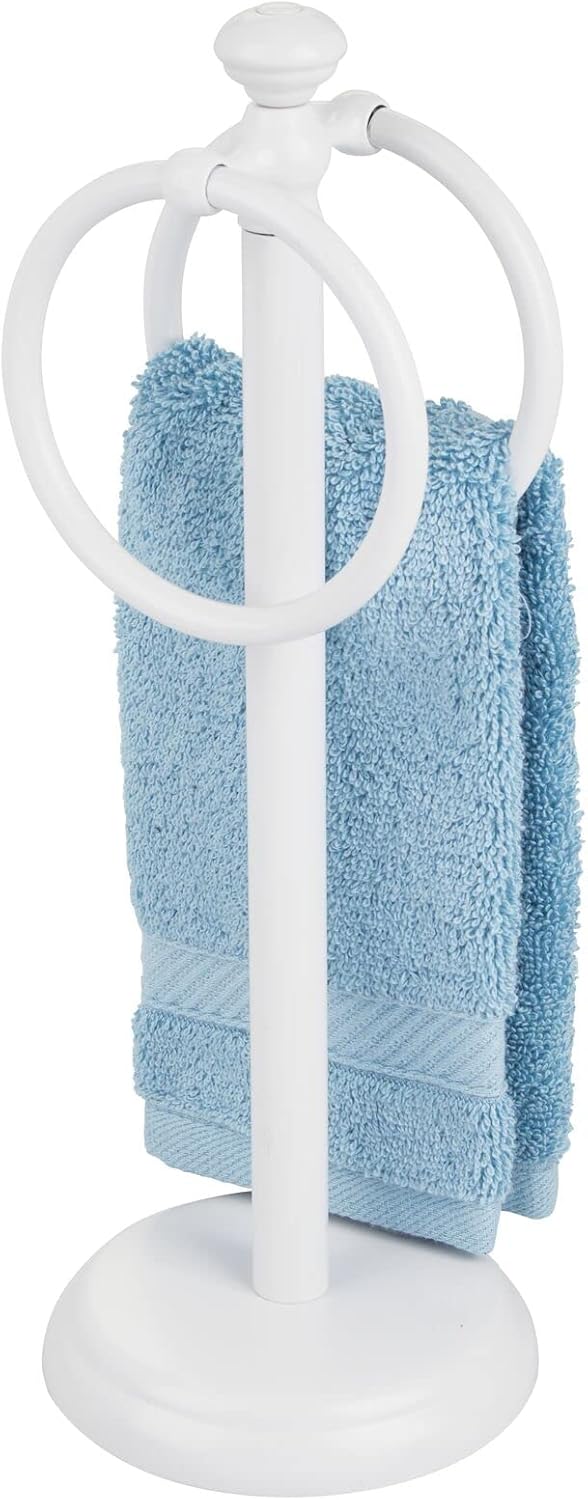 mDesign Handtuchhalter für den Waschtisch – freistehender Handtuchständer mit 2 Ringen für kleine Gä