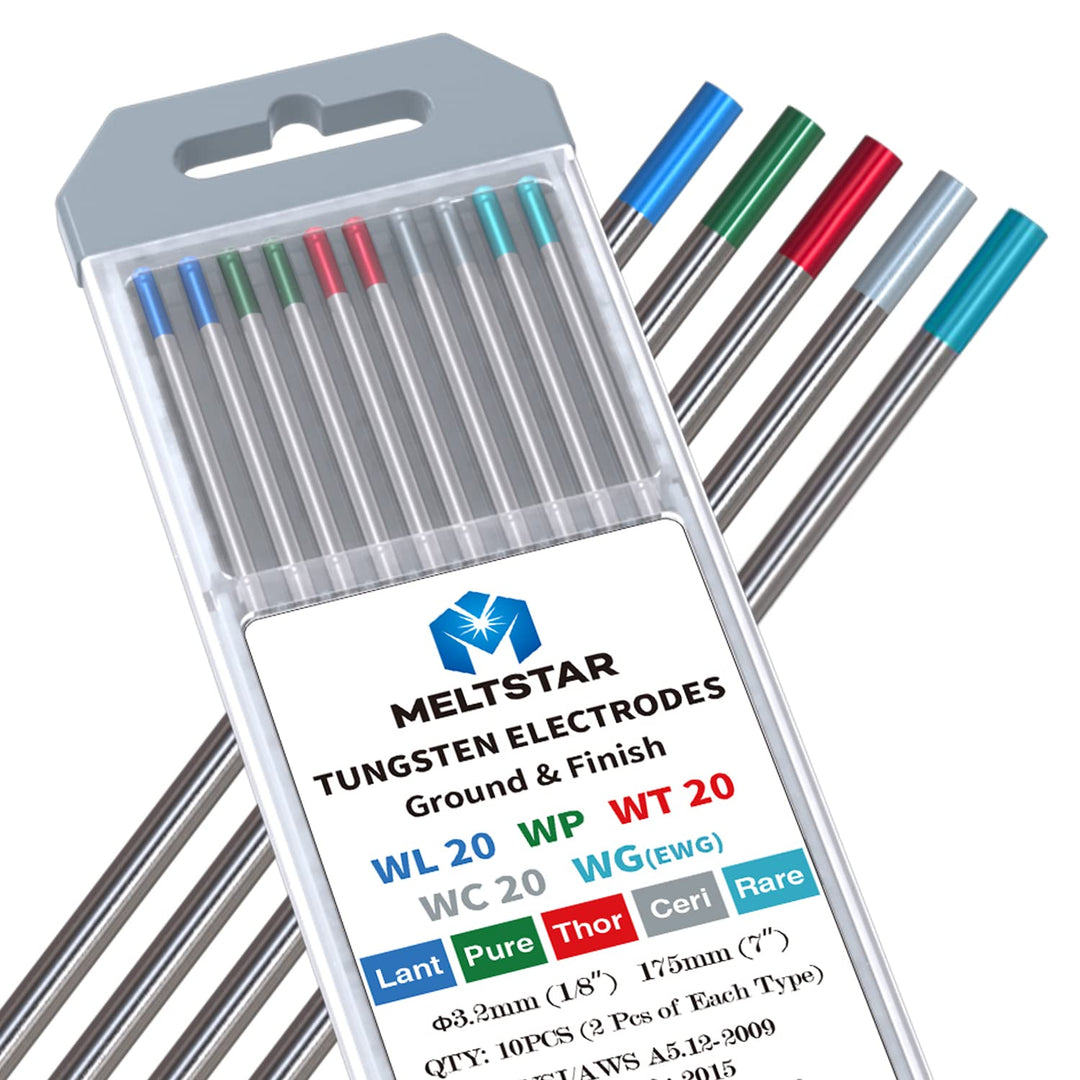 MELTSTAR WIG Schweissen Wolframelektroden-Set (10-Pack, Ø 3.2 x 175 mm) Enthält Thorium Rein Cerium