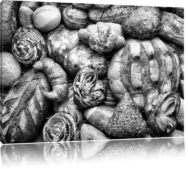 Monocrome, Bread and buns, Format: 100x70 auf Leinwand, XXL riesige Bilder fertig gerahmt mit Keilra