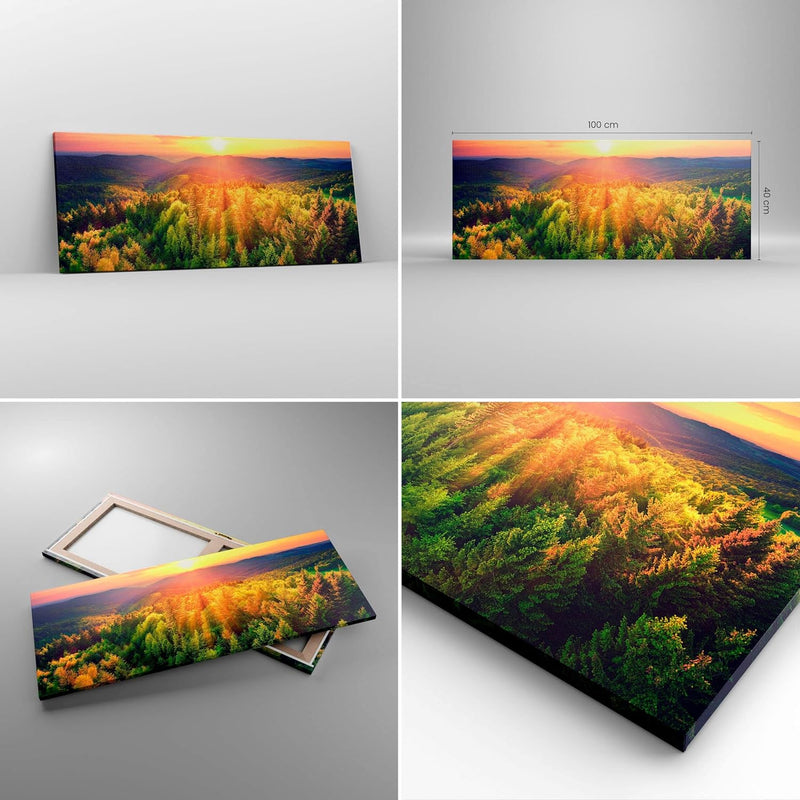 Panorama Bilder auf Leinwand 100x40cm Leinwandbild mit Rahmen Berge Natur Gross Wanddeko Bild Schlaf