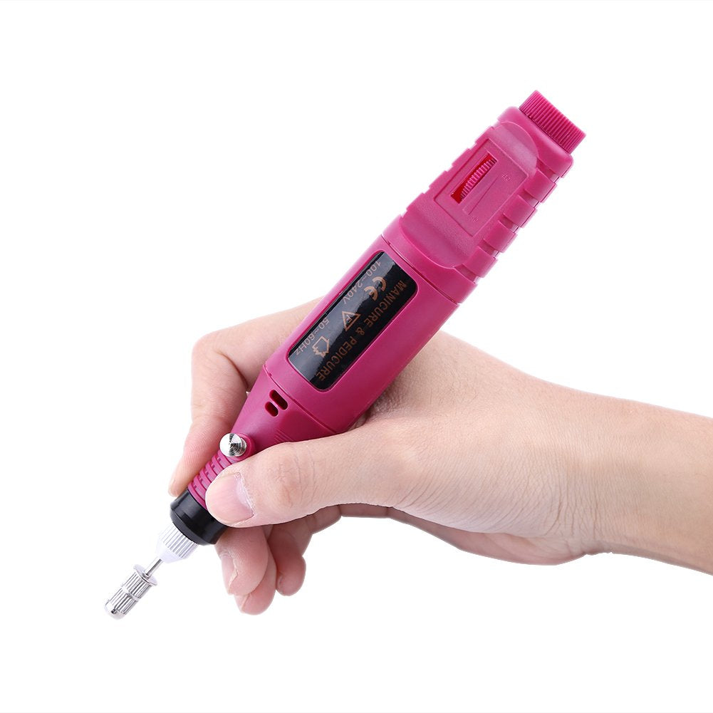 Elektrischer Nagelbohrer, Stiftform Nagellack-Maschinenset mit 6 Acryl-Gelentferner-Pediküre-Werkzeu