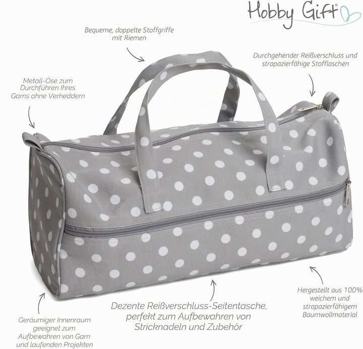 Hobby Gift Sewing Machine Bag Stricktasche, Baumwollmischung, Grau, 16 x 43 x 19cm Grauer Fleck, Gra