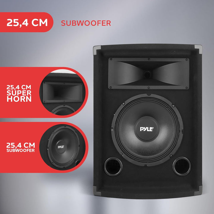 PylePro 500W Lautsprecher Passiv mit 10" Subwoofer – 2-Wege Soundsystem für Auto, DJ, Bühne & Heimki