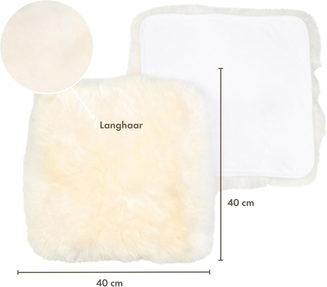 Nordic Sheep Lammfell Kissen 40x40 cm | Weiches Fell für Stühle & Sofa | Gemütliches Sitzkissen & La