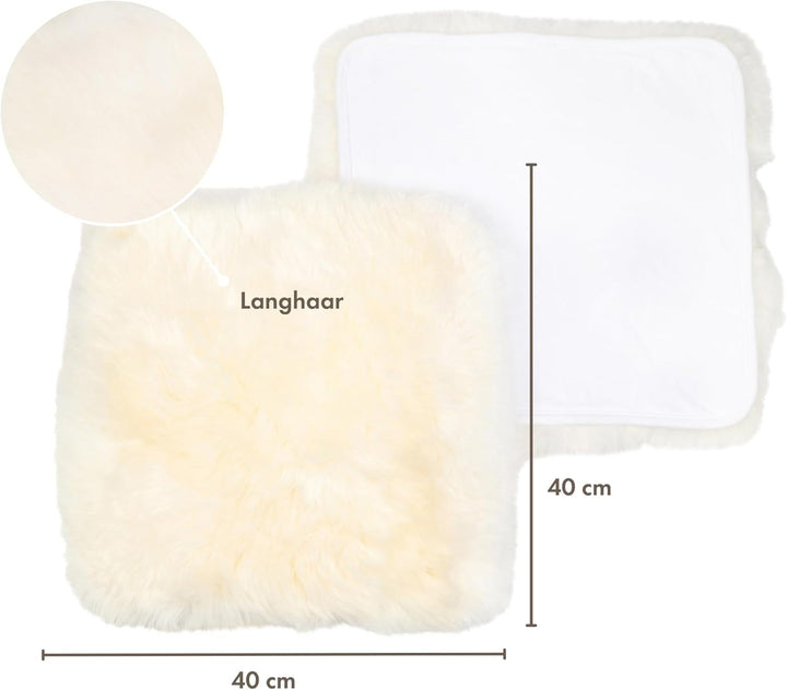 Nordic Sheep Lammfell Kissen 40x40 cm | Weiches Fell für Stühle & Sofa | Gemütliches Sitzkissen & La