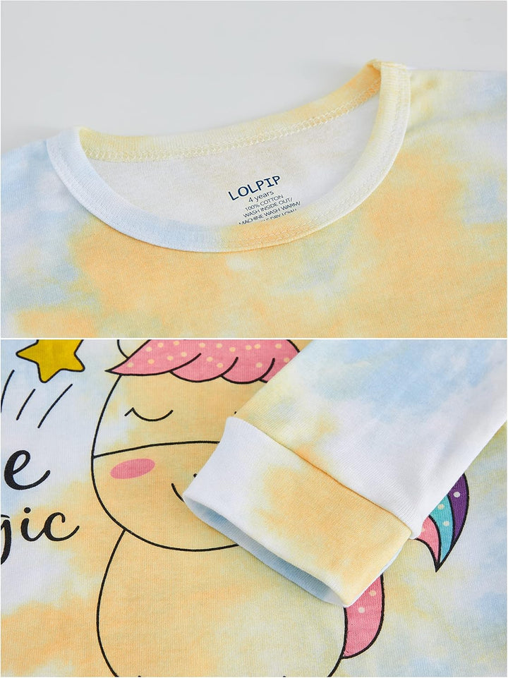 Mädchen Pyjamas 100% Baumwolle Schlafanzug für Kinder Schlafkleidung Langarm 4 Stück Set 1-12 Jahre