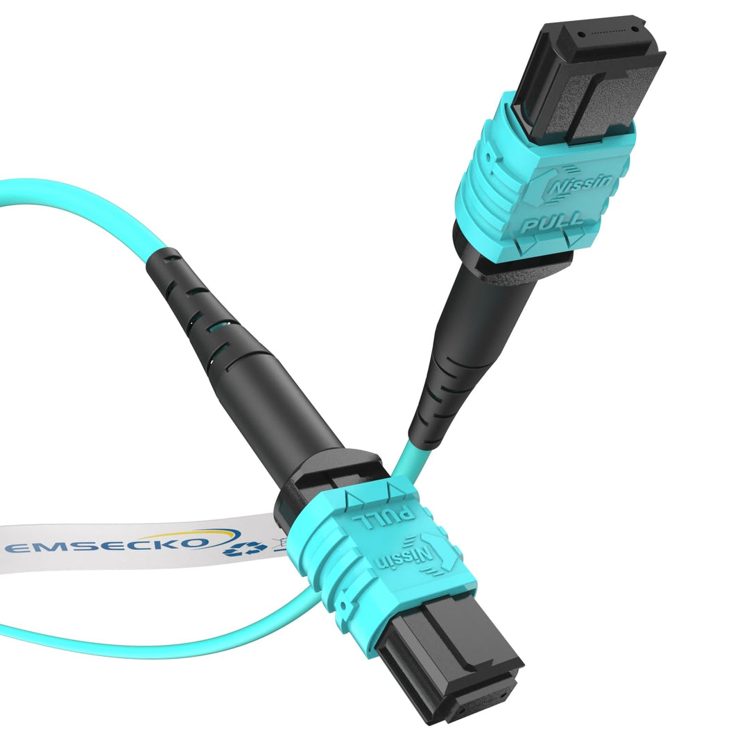 EMSECKO MPO zu MPO Glasfaserkabel 3M, 12 Adern, Buchse Typ B, OM3 Multimode Glasfaser Patchkabel, LS