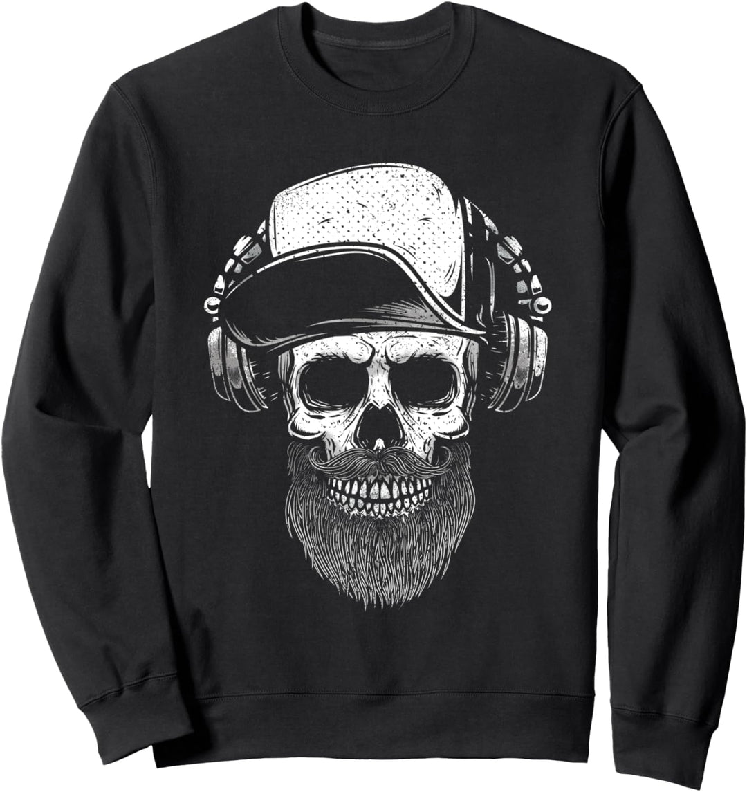Funny Vintage Hipster Bearded Skull. Barber Gift Sweatshirt