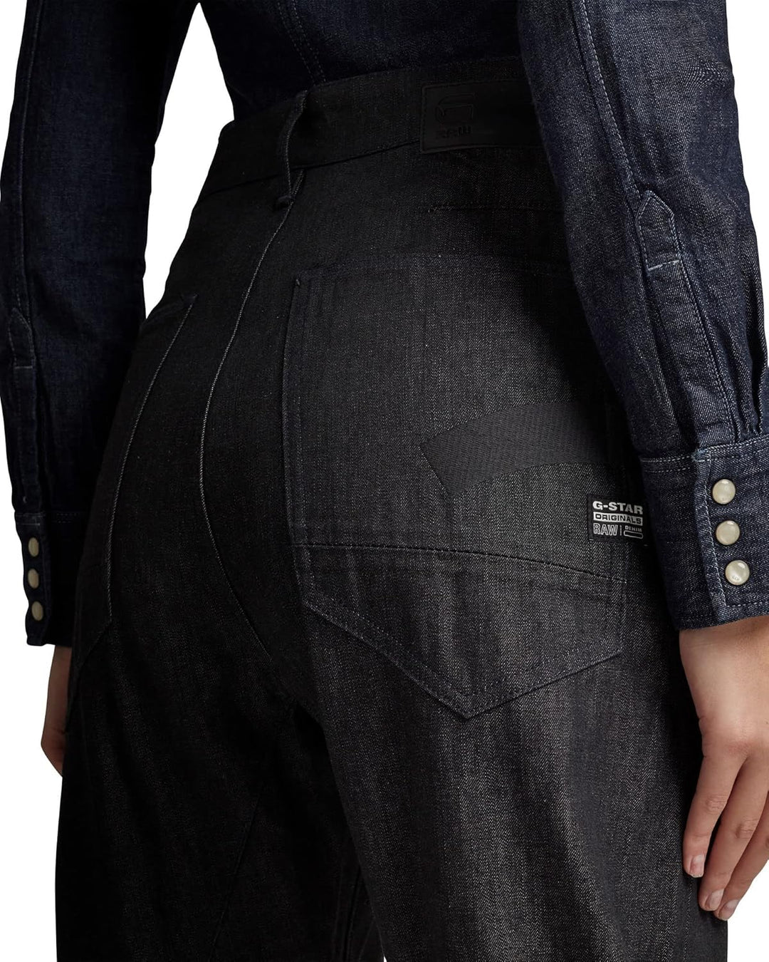 G-STAR RAW Damen C-STAQ 3D Boyfriend Crop C Jeans 23W / 32L Schwarz (Pitch Black D17870-c668-a810),