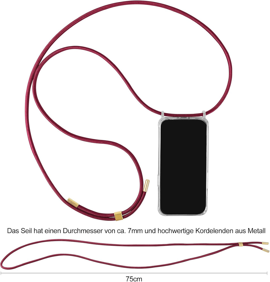 DiDaDi Handyhülle für iPhone 12 Mini Hülle mit Band & Magnet - Transparente Handykette, Abnehmbar mi