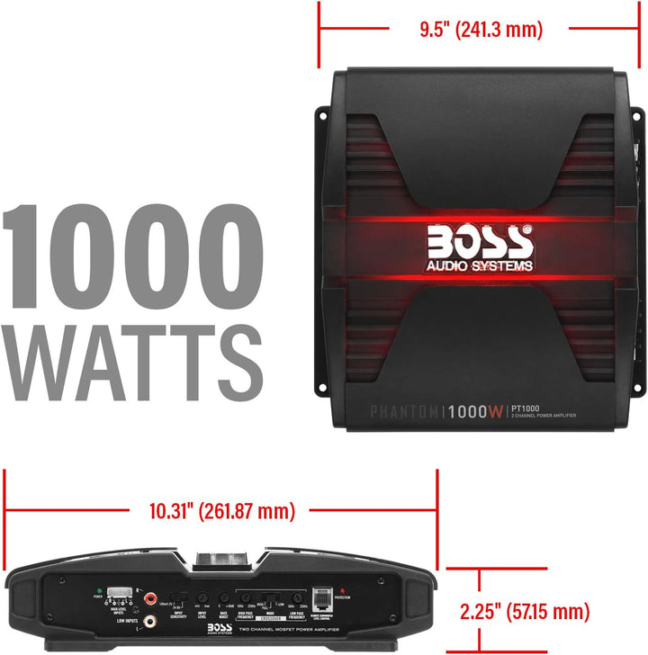 BOSS Audio PT1000 Phantom 1000 W 2 Kanal, Klasse A/B-Verstärker