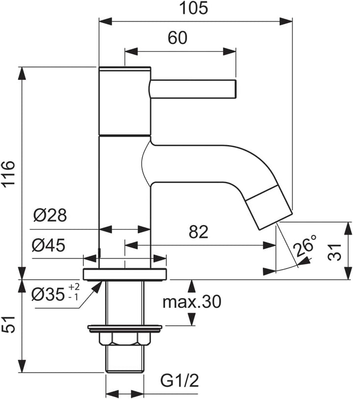 Ideal Standard BC184AA Ceraline Waschbeckenarmatur,