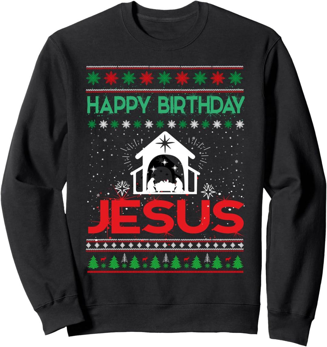 Happy Birthday Jesus Hässlicher Weihnachtspullover Sweatshirt