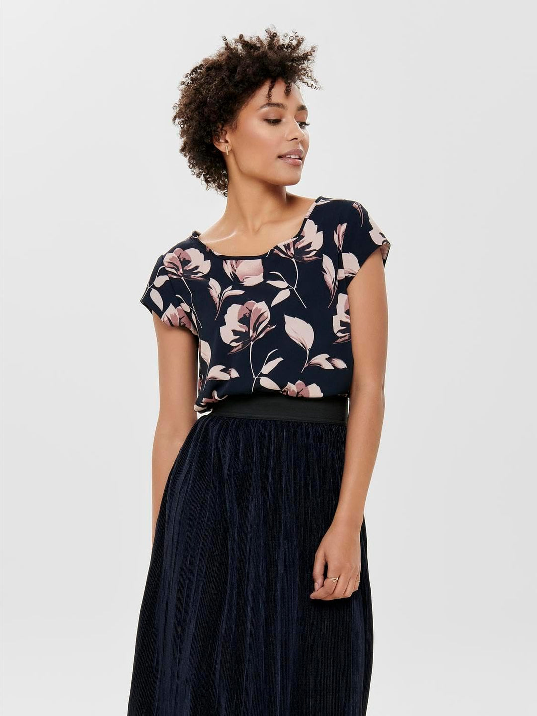 ONLY Damen Onlvic S/S Solid AOP Top Ptm T-Shirt, Blusenshirt, Kurzarm, 34 2er Pack (Pack A: Rose Bro