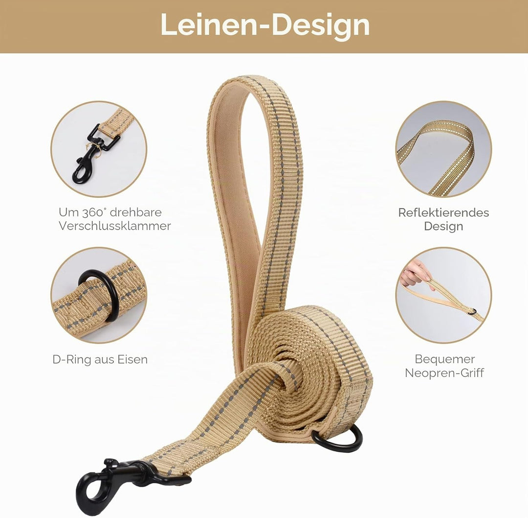 BELLA &amp; PAL Hundegeschirr Kleine Hunde mit Leine, Step-in Geschirr aus Air Mesh, Anti Zug Reflektier