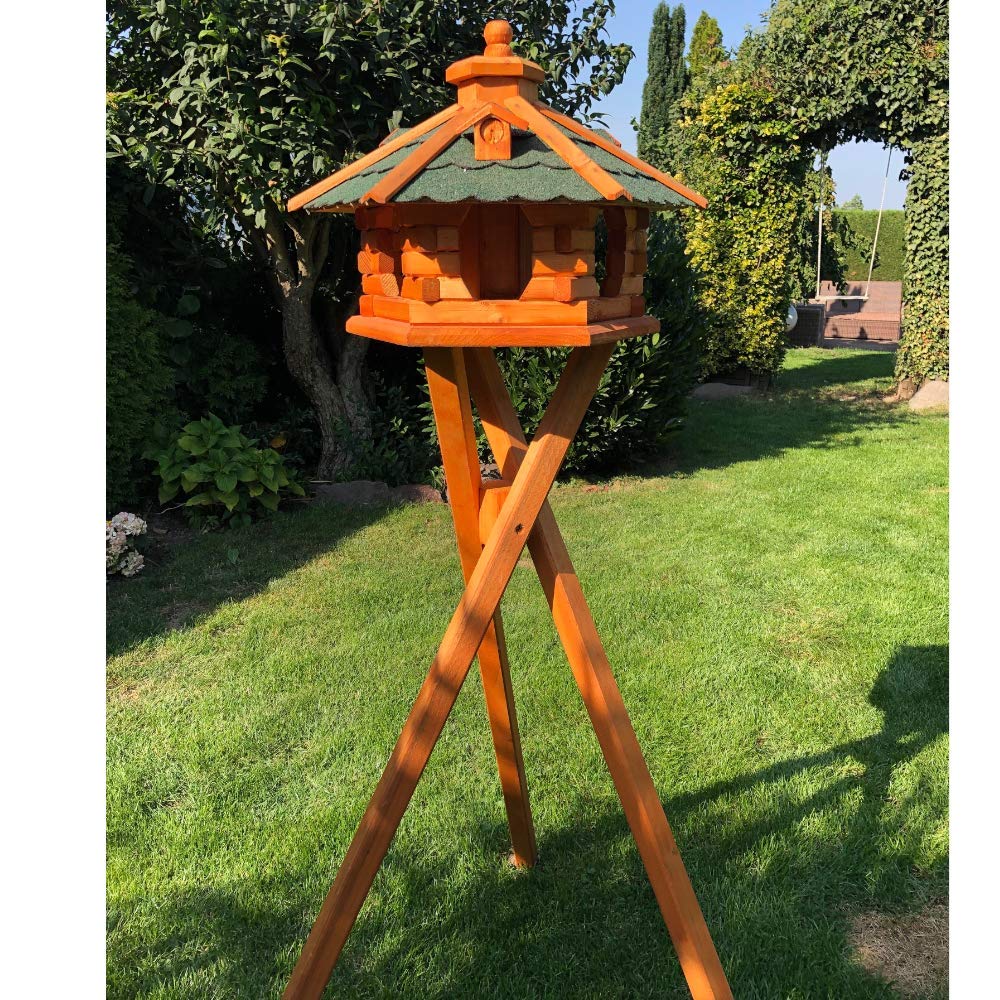 Handgefertigtes Sechseck Vogelhaus aus Holz wetterfest M - XXL mit und ohne Ständer I Futterhaus I F