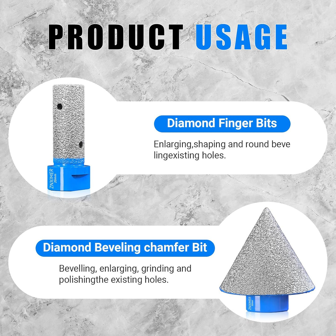 Diamant Fliesenbohrer Set - 12 Teilig 6/6/8/10/25/35/50/68/110mm Diamantbohrer mit 20mm und 50mm Fin