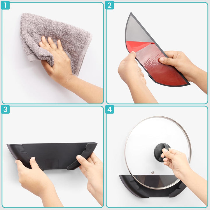 BELLE VOUS 3er Pack Topfdeckelhalter Wand Set aus Kunststoff - Passend für 15-32 cm Grosse Pfannende
