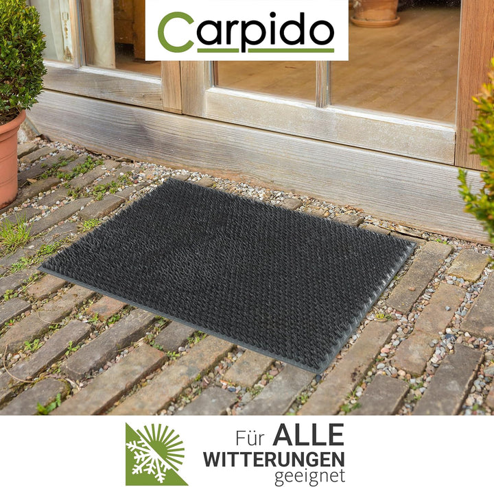 Wetterfeste Gummifussmatte Garten flexibel aussen - Grau 2er Set 40 x 60 cm | Witterungsbeständige F