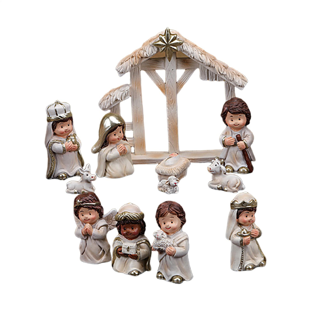 Kleine Krippenfiguren-Set, Weihnachtskrippen-Sets - Krippenfiguren-Set aus Kunstharz - 12X Jesus-Kri