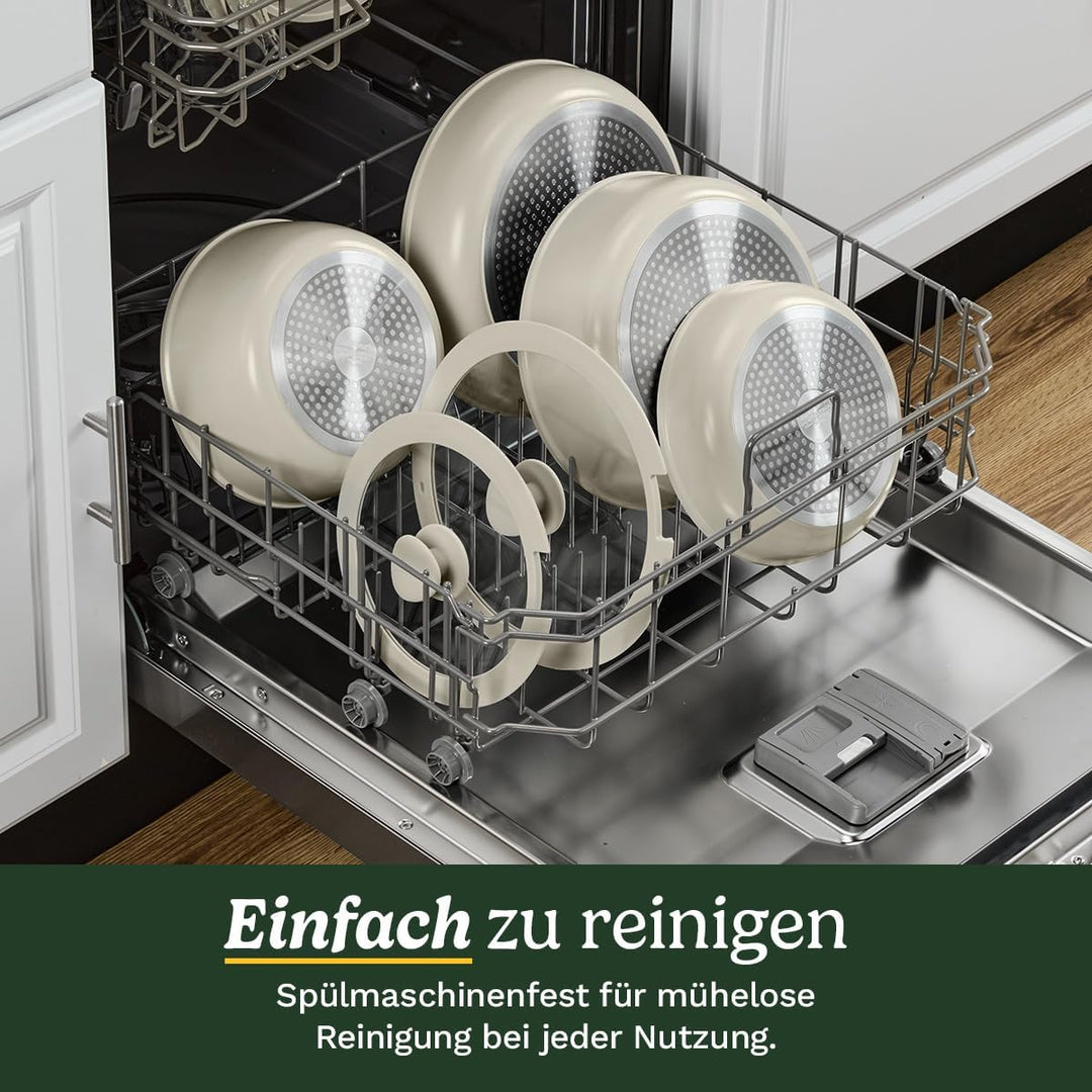 Cuisinart ClickSmart Antihaft‑Kochgeschirr‑Set mit abnehmbarem Griff, 13‑teilig, stapelbar, Keramikb