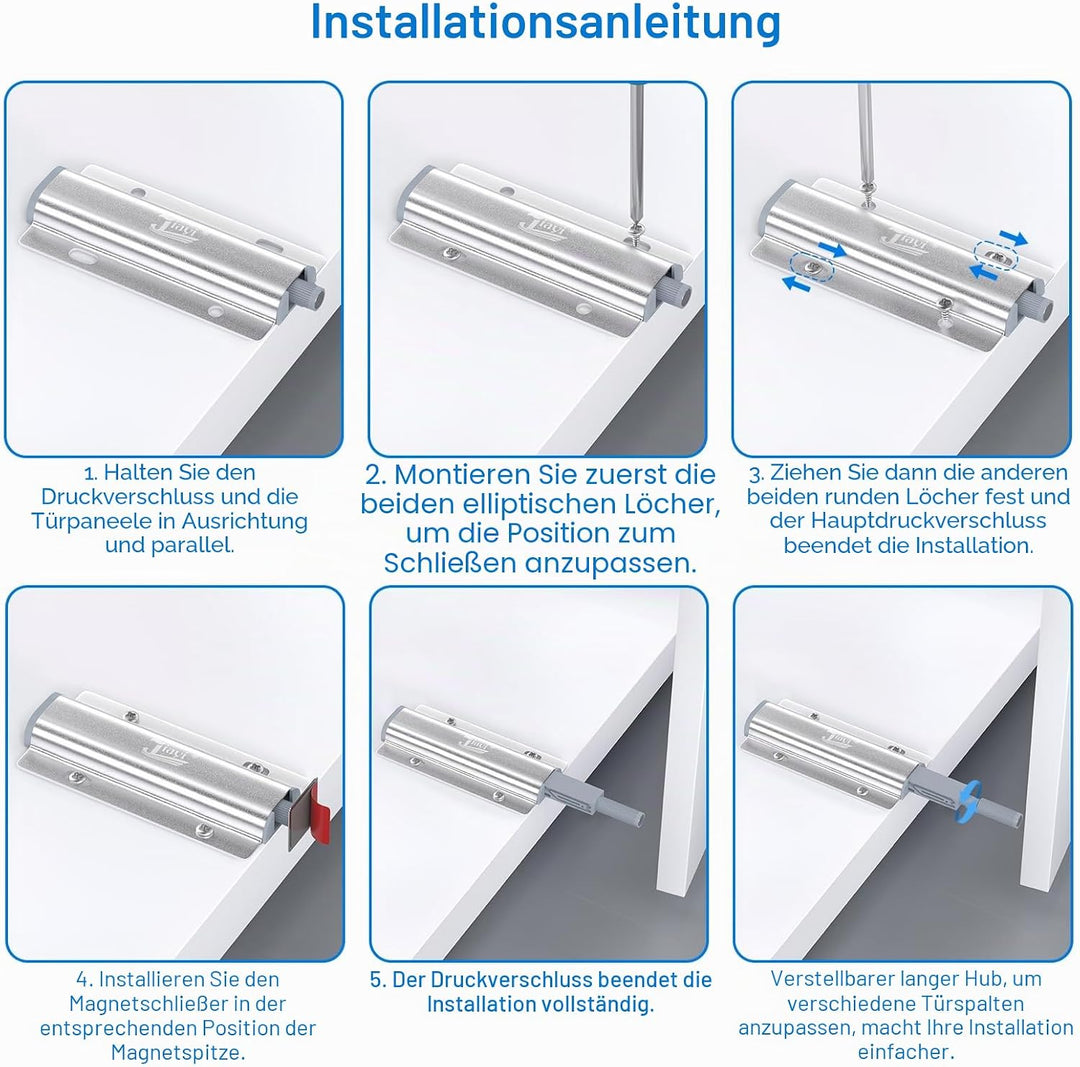 Drucktüröffner Schrank Push to Open Türöffner Jiayi 8 Stück Push Open Magnet Tip on Beschlag Schubla