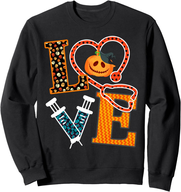 Stethoskop Love Nurse Halloween für RN und ER Nurse Sweatshirt