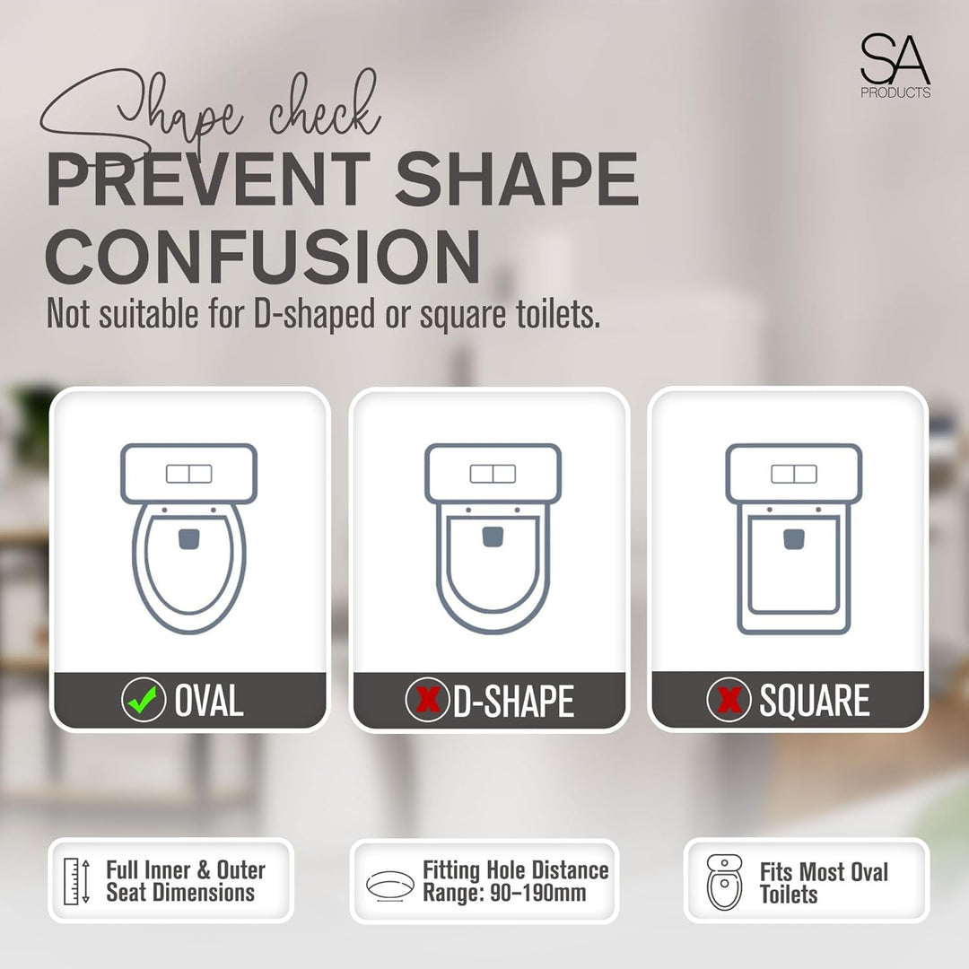 SA Products Toilettensitz mit Absenkautomatik – Universeller Ovaler Toilettensitz mit Softclose &amp; Sc
