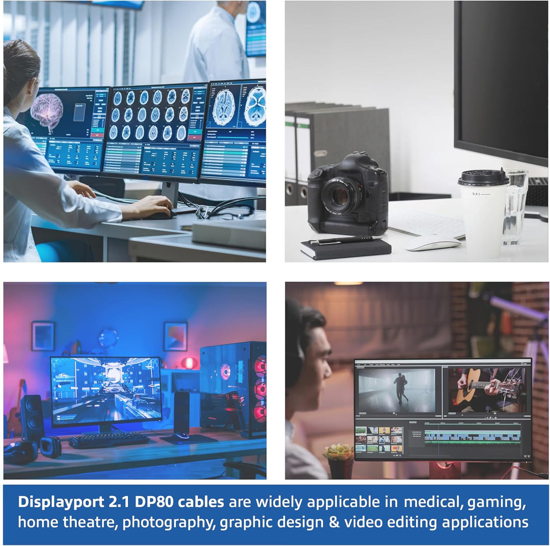 ACT DisplayPort 2.1 Kabel, 2m, 80 Gbps UHBR20, Unterstützt 10K@30Hz/8K@60Hz/4K@240Hz, DP80 - AK4082,