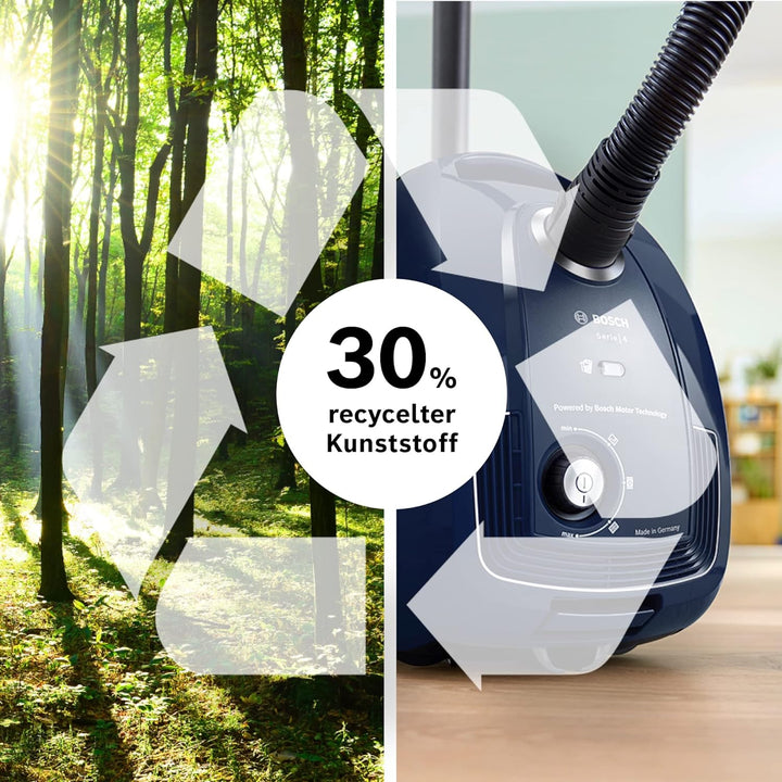 Bosch Staubsauger mit Beutel Serie 4 BGD38BU2, nachhaltig, Hygiene-Filter, 10 Jahre Motorgarantie, Z