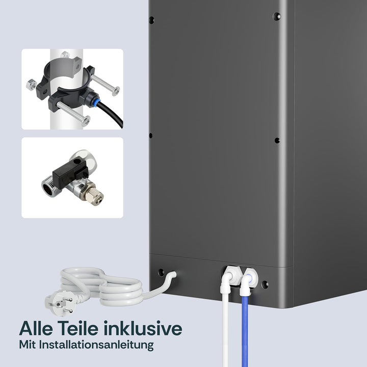 Slim Osmoseanlage Trinkwasser Auftisch | Direct Flow Umkehrosmoseanlage | Heisswasserspender | 4 Tem