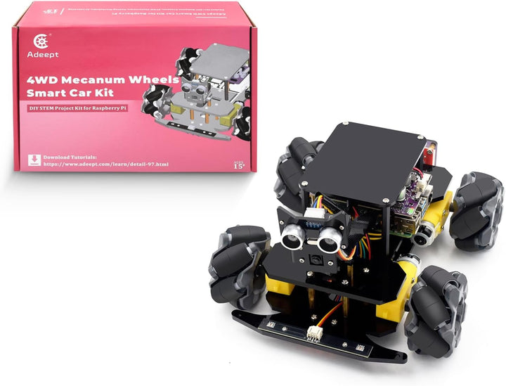 Adeept 4WD Mecanum Wheel Smart Car Kit für Raspberry Pi 5/4B/3B/3B+ (Board nicht im Lieferumfang ent