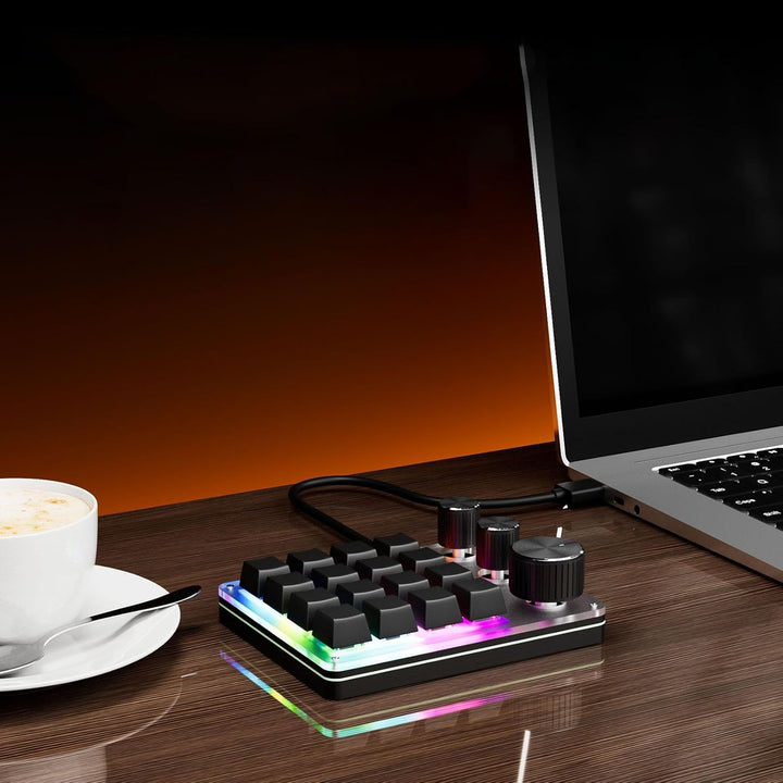 Denash Benutzer Definierte Mechanische Tastatur, Programmier Bares 16-Schlüssel-Macro-Pad mit 3 Knöp