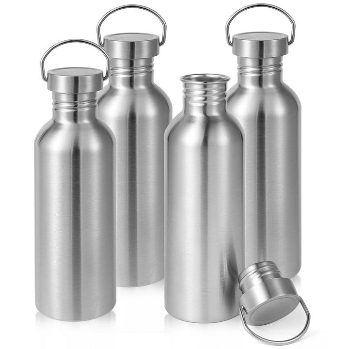 Volhoply 1000ml nicht isolierte einwandige Wasserflasche 4 Packung, Edelstahl wiederverwendbare Wass